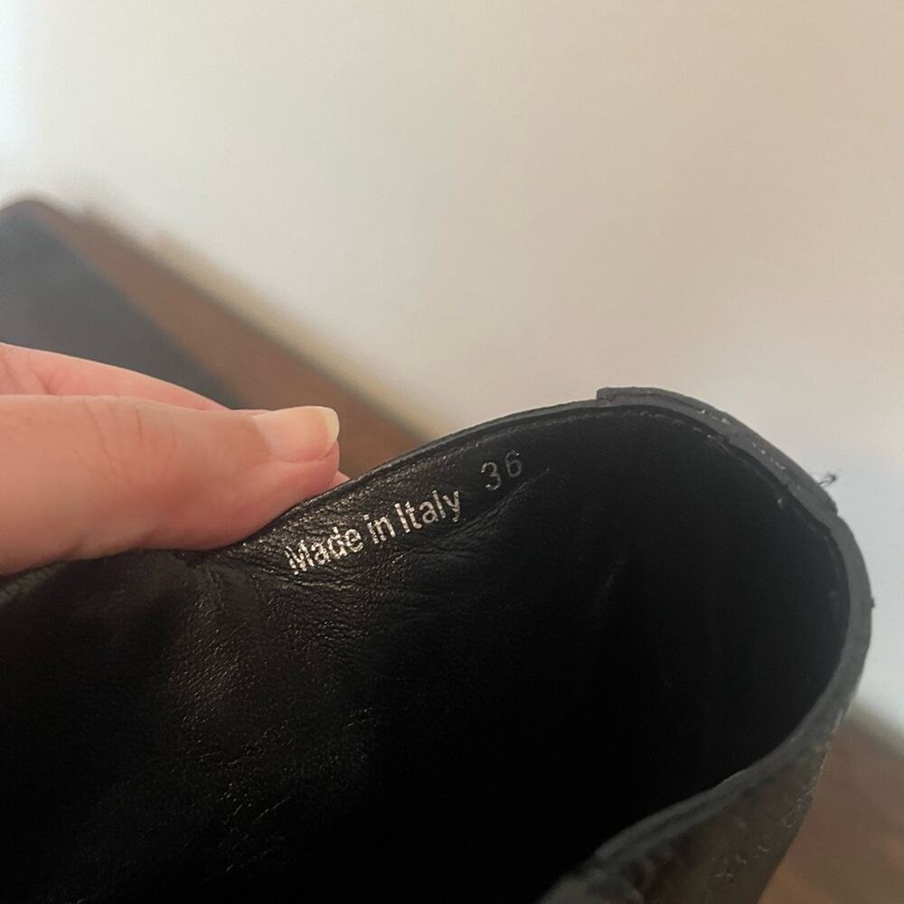 Christian Dior Leather Pull On Tall Black Heel Boots Sz 36 - Picture 12 of 13